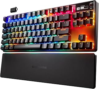 Compare SteelSeries Apex Pro TKL HyperMagnetic Gaming Keyboard  World's Fastest Keyboard  Adjustable Actuation  Esports Tenkeyless  OLED Screen  PBT Keycaps  USBC  2023 Edition  German QWERTZ Layout at KSA Price