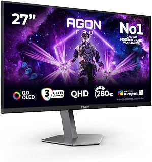 Compare AOC Agon Pro AG276QZD2AM  27 Inch QHD OLED Monitor, 240 Hz, 0.03 ms GtG, FreeSync Premium Pro, Comp. GSync, HDR400 2560 x 1440, 2X HDMI 2.1, DisplayPort, USB Hub Black at KSA Price