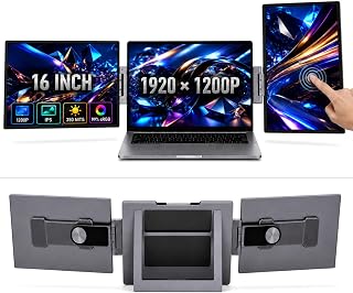 Compare 16” Laptop Screen Extender, Triple Portable Touchscreen Monitor, Foldable at KSA Price