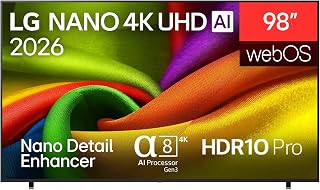 Compare LG 98NU850B6LB Nano UHD 4K Motion Booster 288 Magic Remote α8 Sound Pro Virtual 11.1.2 Upmix HDR10  HLG 2026 at KSA Price