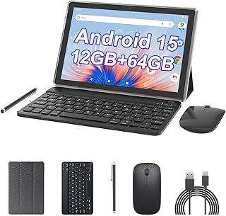 Android 15 Tablet 10 inch, 2 in1 Tablets…