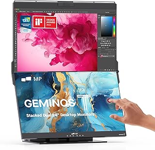 Compare MP Mobile Pixels 2023 GeminosT Dual 24" Stacked Computer Monitors, 1920 x 1080 Pixels, Touchscreen Monitor, BuiltIn Webcam, WindowsMacPCAndroid Compatible at KSA Price