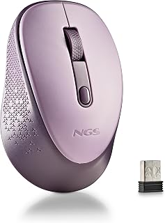 Compare NGS Dew Lilac Wireless Optical Mouse, Ergonomic Mouse, Quiet Wireless Laptop Mouse, High Precision with Nano Receiver, Ambidextrous, 8001600 Adjustable DPI, Plug & Play at KSA Price