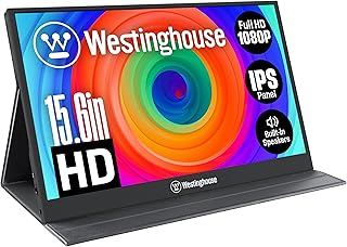 Compare Westinghouse 15.6" Portable Monitor for Laptop and Travel, 1080P, 60Hz, IPS Screen, Full HD with Magnetic Protective Cover, Builtin Speakers, 1 Mini Hdmi, USB Type C at KSA Price