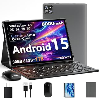 Compare ZENTALITY 2026 Android 15 Tablet 10 Inch with Keyboard, 30GB RAM 64GB Storage Expandable to 1TB, OctaCore Processor, 8000mAh Battery, IPS Display, WiFi, Bluetooth 5.0, Face Unlock, Split Screen at KSA Price