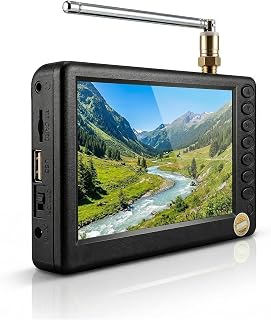 Compare 5'' Portable Mini Digital TV, 1080P 2 in 1 with FM Radio, Rechargeable Battery, USB, Headphone Jack, Memory Card Slot, for Kids, Car, Outdoor, Travel at KSA Price