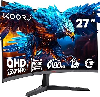 KOORUI 27 Inch Curved Gaming Monitor,180Hz, VA…
