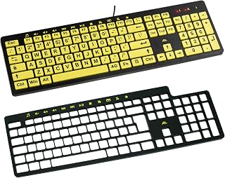 Compare ALT ClearKeys ClearKeys Keyboard Large Print USB Wired Computer Keyboard Yellow Keys with Black Letters Bundled with Keyguard Custom Made for Alt ClearKeys Keyboard for The Visually impaired at KSA Price
