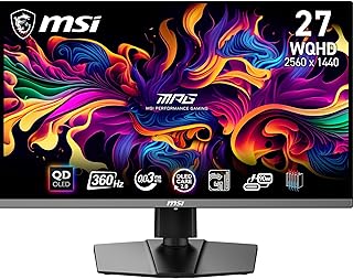 Compare MSI MPG 271QRX QDOLED Gaming Screen 26.5 Inches WQHD – Quantum Dot OLED Panel 2560 x 1440, 360Hz0.03ms, 99�IP3, ΔE≤2, DisplayHDR True Black 400 – KVM, RGB, DP 1.4a, HDMI 2.1, USB TypeC at KSA Price