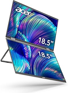 Compare Acer PD193Q 18.5” FHD 1080P Foldable DualScreen Portable Monitor | AdaptiveSync | Auto Pivot, View Vertically or Horizontally | 2Wx2 Speakers | Plug & Play for PCs | 2 x USB TypeC & 1 x Mini HDMI at KSA Price