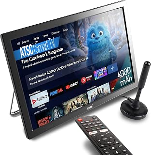 Compare 15.6" Portable Smart TV, Builtin Digital Tuner, 4000mAh Rechargeable Battery, HDMISDUSBAV Input, LCD Display with Stand for Car, RV, Camping at KSA Price