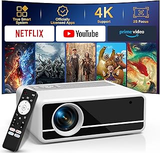 Compare NetflixOfficiallyLicensed PANSEBA 4K Smart Projector with WiFi and Bluetooth, Outdoor Projector with Auto Keystone, Portable Movie projector with 2S Focus, Home Projector for GamePhoneLaptop at KSA Price