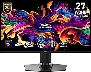 Compare msi MAG 274QP QDOLED X24 27 Inch 2560 x 1440 QHD Gaming Monitor, 240Hz, Adaptive Sync, HDMI, DisplayPort, VESA Mount, Tilt, Height Adjustable, Speaker, 0.03ms, Black at KSA Price