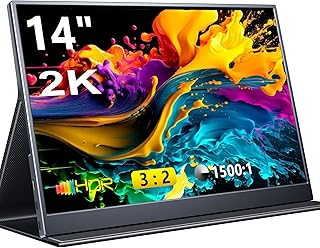 Compare 2K Portable Monitor, 14" 3:2 1440P IPS Laptop Screen, Dual USB C HDMI Second Computer Screen, Gaming Display with 2 Speakers, Travel Monitor for Laptop PS45 PC Phone Xbox Switch at KSA Price