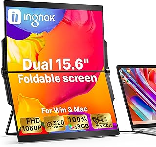 Ingnok 15.6" Dual Monitor, FHD 1080P 100%…