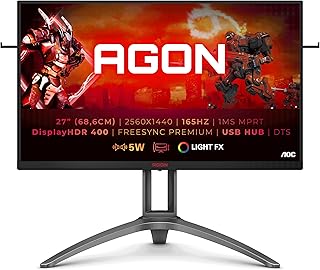 Compare Aoc Agon Gaming Ag273Qx  27 Inch Qhd Monitor, 165Hz, 1 Ms, Va, Amd Freesync Premium, Hdr400, Usb Hub, Speakers,Height AdJust 2560X1440@ 165Hz, 400 CdSquare M, HdmiDpUsb 3.0, Black Red at KSA Price