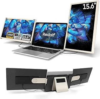 Compare Redalf Laptop Screen Extender, 15.6" Portable Monitor, FHD 1080P IPS 360° Rotation Screen Triple Monitor Laptops, Removable MultiMode Monitor for 13”17” Laptops Compatible with MacWinsAndroidDex at KSA Price