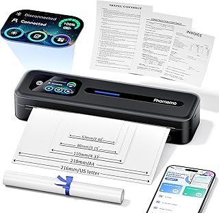 Compare Phomemo M832D Portable Thermal Printer, A4 Touchscreen Bluetooth Inkless Printer for Home & Office, 300dpi Mobile Printers Compatible with Phone & Laptop, Wireless Printers for Business Trip, School at KSA Price