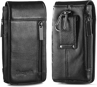 Compare Hengwin Genuine Leather Cell Phone Holster Fits for iPhone 16 Pro Max 15 Pro Max 14 Pro Max 13 Pro Max 12 Pro Max Samsung Galaxy S24 Ultra S23 Ultra Pouch Belt Holder Phone Case with Belt Clip Black at KSA Price