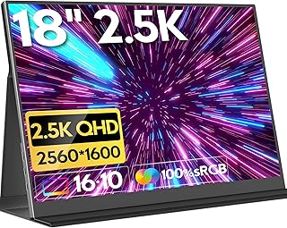 Compare Laptop Monitor 18 Inch 2.5k 2560 x 1600 Large Monitor Portable 16:10 100% sRGB FreeSync Portable HDR Gaming Monitor for Mac Switch Xbox PS45 at KSA Price