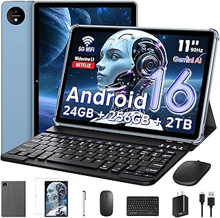 11 Inch Tablet Android 16 with Keyboard, 24GB…