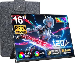Compare 16" OLED Portable Monitor, 2K 2048x1280 | 120Hz | 0.1ms Response Time, 500nits | 100�IP3 | 100000:1 Contrast for MacBook PC Surface PS5 Xbox Laptop, E at KSA Price
