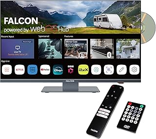 Compare FALCON WORLD CLASS TECHNOLOGY 27″ WebOS SMART Camping TV – 12v24v240v Integrated DVD Player, Bluetooth 5.0, Streaming, Freeview, Freesat 3 x HDMI, 2 x USB at KSA Price