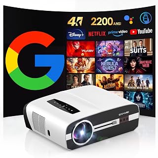 Compare UHD LCD Google TV Projector, 2200 ANSI Lumens, Native 1080P Smart Projector 4K Decoding, WiFi 6 Bluetooth, Auto Focus & Keystone, Dolby Audio, NFC Cast, Home Theater & Outdoor Movie Projector at KSA Price