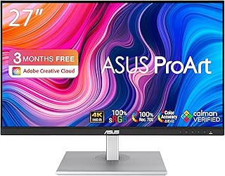 Compare ASUS ProArt PA279CV Monitor 27 inch, IPS, UHD 3840 x 2160, 100% sRGB, 100% Rec. 709, Calman Verified, ProArt Preset, ProArt Palette, Ergonomic Stand, Black, 27" 4K USBC at KSA Price