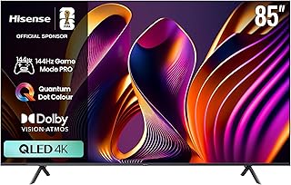 Compare Hisense 85inch 4K UHD,Full Array Local Dimming,Smart TV,QLED,AI Sport Mode,Smooth motion,DTS,144Hz Game Mode Pro,Voice control,DolbyVision IQ,DolbyAtmos,Airplay,120High Refresh Rate,Built in Subwoofer at KSA Price