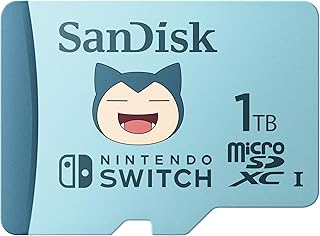 Compare SanDisk 1TB Pokemon Snorlax microSD card for Nintendo Switch, up to 100MBs read speed, up to 90MBs write speed, 4K UHD, V30, U3 at KSA Price