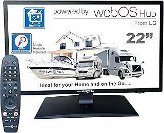 Compare Unispectra ® 22” 12v Smart TV webOS ELED Full HD 240v 24v 12v TV Freeview & SAT Tuner, 3x HDMI, 2x USB, Magic Remote. 12V TVs for Motorhomes, Campervan, Caravan TV, Truck, Van, Boat at KSA Price