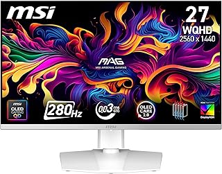 Compare MSI MAG 272QPW QDOLED X28 27" WQHD, Gaming Monitor, OLED Panel Quantum Dot 2560 x 1440, 280 Hz, 0.03 ms, DisplayHDR True Black 400, HDMI 2.1, DP 1.4a, USB C 15 WPD, White at KSA Price