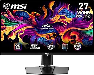 Compare MSI MAG 271QPX QDOLED 26.5 Inch WQHD Gaming Screen – 2560 x 1440 Quantum Dot OLED Panel, 360Hz  0.03ms, 99.1�IP3, ΔE≤2, DisplayHDR True Black 400 – DP 1.4a, HDMI 2.1, USB TypeC at KSA Price