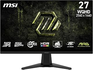 Compare msi MAG 275QFA E20 27 inch Gaming Monitor, 2560x1440 WQHD Rapid IPS, 200Hz, 0.5ms, HDR Ready, AMD FreeSync Premium, Eye Care, AI Vision, HDMI 2.0b, DP 1.4a, Frameless, VESA Mount at KSA Price