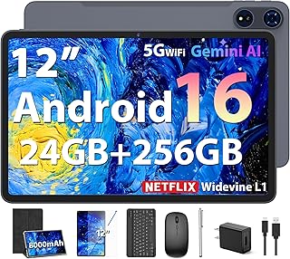 Compare 12 Inch Tablet  Android 16 Tablet with Keyboard, 24GB+256GB+2TB Expand at KSA Price