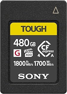 Compare Sony 480GB Tough CFexpress Type A Flash Memory Card | VPG400 High Speed G Series with Video Performance Guarantee Read Speed 1800MBs, Write Speed 1700MBs  CEAG480T 480GB at KSA Price