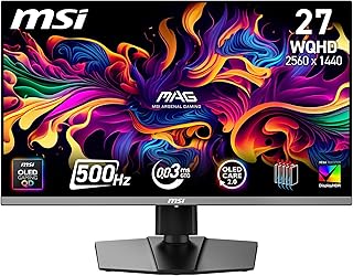 Compare MSI MAG 272QP QDOLED X50 27 Inch WQHD Gaming Screen – Quantum Dot OLED 2560 x 1440, 500Hz0.03ms, DisplayHDR True Black 500, AMD FreeSync Premium Pro, HDMI 2.1, DP 1.4a, Black at KSA Price
