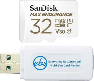 Compare SanDisk Max Endurance 32GB MicroSDHC Memory Card for Wyze Cam v2, Wyze Cam Pan Home Security System Cameras SDSQQVR032GGN6IA Class 10 Bundle with 1 Everything But Stromboli MicroSD Card Reader at KSA Price