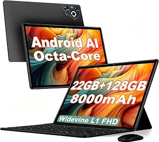 Compare 10 Inch Tablet, 22GB RAM+128GB ROM+1TB Expand, Android Tablet with Keyboard and Mouse, 8000mAh Battery, 1280x800 IPS Display, OctaCore CPU, Support BT5.0, GPS, WiFi  Black at KSA Price
