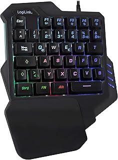 Compare LogiLink ID0181 Illuminated OneHand Gaming Keyboard with Ergonomic Palm Rest and Great Light Effects and Programmable Keys for Windows, Linux and Mac in Black at KSA Price