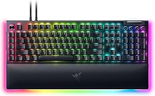 Compare Razer BlackWidow V4 Pro Wired Mechanical Gaming Keyboard: Green Switches Tactile & Clicky  Doubleshot ABS Keycaps  Command Dial  Chroma RGB  Magnetic Wrist Rest  Snap Tap at KSA Price