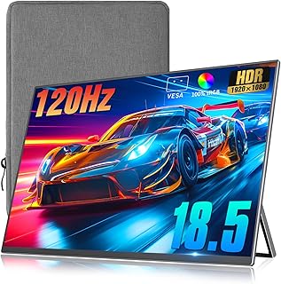 Compare 18.5 Inch Portable Monitor+ Sleeve 1080P 120Hz 100% sRGB USBC HDMI Large Portable Monitor for Laptop MacBook Xbox PS45 Switch, Travel Monitor with Kickstand VESA Speakers at KSA Price