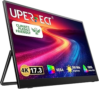 Compare UPERFECT Portable Monitor 4K, 17.3'' UHD FreeSync 100�obe RGB 500 Nits Brightness HDR IPS 2 Speakers Eye Care Game Display TypeC HDMI for Switch Laptop PC Phone wVESA & Smart Case at KSA Price