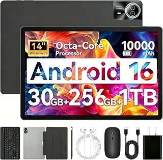 Compare URAO Tablet｜14 inch Android 15 Tablet｜30GB RAM 256GB ROM｜1920 * 1200 IPS FHD｜10000mAh 30W Fast Charging｜Octacore Processor｜WiFi 6, BT 5.4｜Dual Camera with Keyboard｜Mouse｜Stylus｜Case｜Headphone at KSA Price