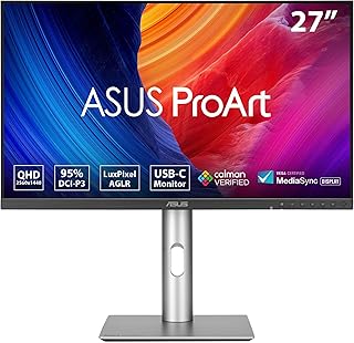 Compare ASUS ProArt PA278CFRV  27 Zoll WQHD Professioneller Monitor  16:9 IPS, 2560x1440, 100 Hz  ergon., Pivot, Calman, hohe Farbtreue, DisplayHDR 400  DP Daisy Chain, HDMI, 96W USBC, USBHub, Speaker at KSA Price