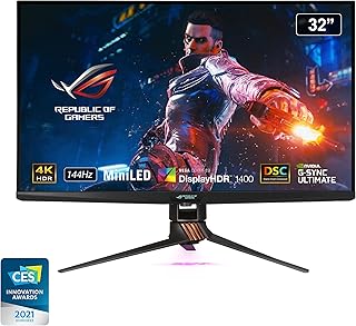Compare ASUS ROG Swift 32” 4K HDR 144Hz DSC Gaming Monitor PG32UQX  UHD 3840 x 2160, MiniLED IPS, GSYNC Ultimate, Local dimming, Quantum Dot technology, DisplayHDR 1400, Eye Care, DisplayPort, HDMI at KSA Price