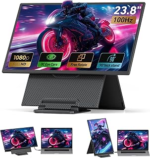 Compare 23.8" Portable Monitor 1080P FHD 100Hz, IPS Laptop Screen Extender with 120% sRGB, 90° Rotatable & Height Adjustable Stand, USBCHDMI Plug & Play, Travel Monitor for Mac, Phone, Switch, Xbox, PS5 at KSA Price