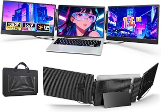Compare LivElect 14'' Triple Laptop Screen Extender, 1080P FHD Portable Monitor for Laptop, Screen Extended Monitors for 13"16.5", PlugPlay, Dual Monitor Extender for MacWindowsChrome Builtin Speakers at KSA Price
