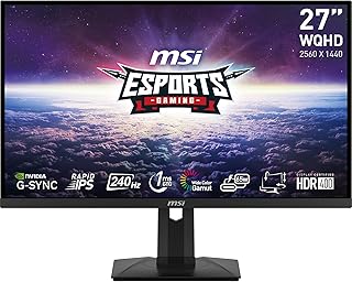 Compare MSI G274QPX, 27" Gaming Monitor, 2560 x 1440 QHD, Rapid IPS, 1ms, 240Hz, GSync Compatible, HDR 400, HDMI, Displayport, Tilt, Swivel, Height Adjustable, Pivot,Black at KSA Price